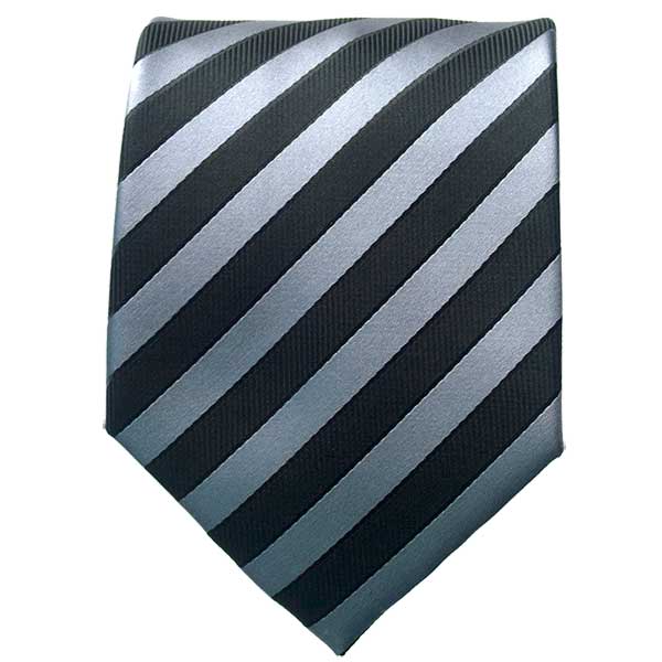 Silver/Black Striped Neck Tie: execshirts